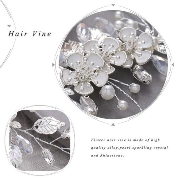 Gorais Bride Wedding Hair Vine Flower Bridal Headpieces Pearl Hair Accessories main image 3